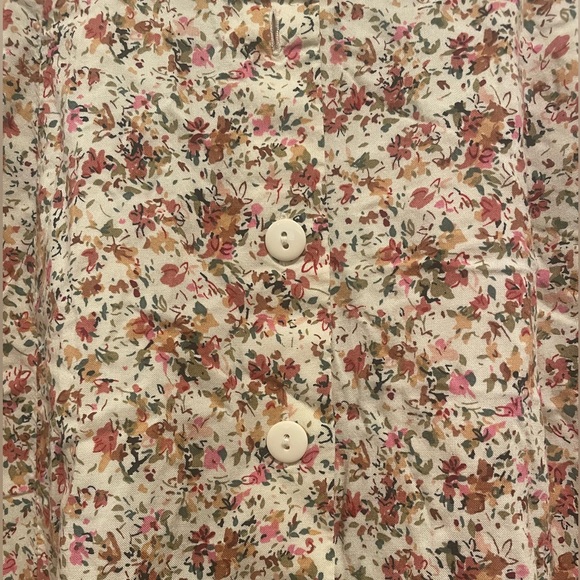 Floral Button Up Elastic Waist Rayon Skater Skirt - Picture 3 of 3